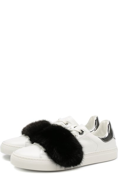 Кожаные кеды с отделкой из меха норки MONCLER, арт. D1-09A-20377-00-019KE, фото 1