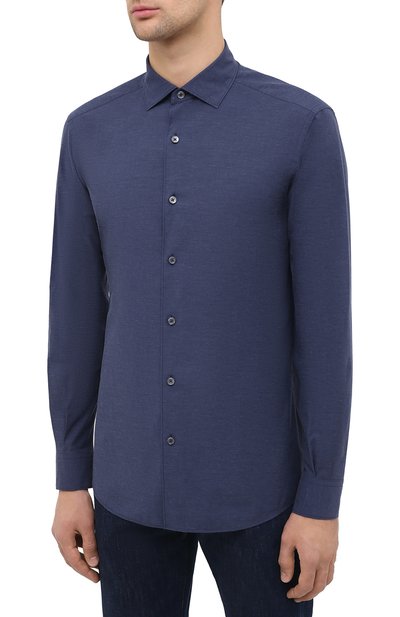 Хлопковая рубашка ZEGNA темно-синего цвета по цене 38500 руб., арт. UVX07/SAF2, фото 3 Хлопковая рубашка ZEGNA, арт. UVX07/SAF2, фото 3