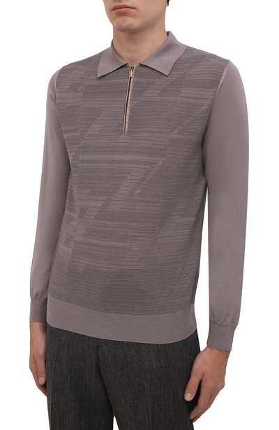 Поло с отделкой из кожи аллигатора ZILLI темно-бежевого цвета по цене 184000 руб., арт. MBW-PZ122-MISC1/ML01/AMIS, фото 3 Поло с отделкой из кожи аллигатора ZILLI, арт. MBW-PZ122-MISC1/ML01/AMIS, фото 3