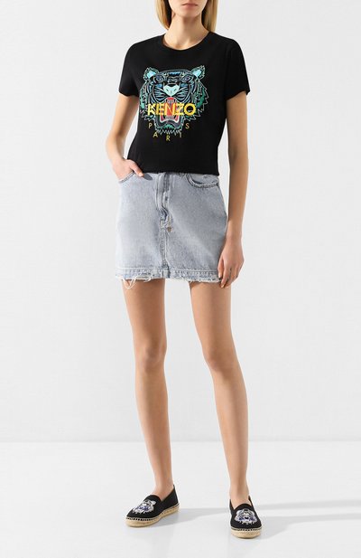 Хлопковая футболка KENZO черного цвета по цене 10900 руб., арт. FA52TS7214YB, фото 2 Хлопковая футболка KENZO, арт. FA52TS7214YB, фото 2