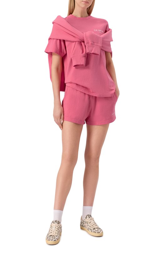 Хлопковая футболка Sporty and Rich T0043612201P139 Розовый  T0043612201P139 Фото 6