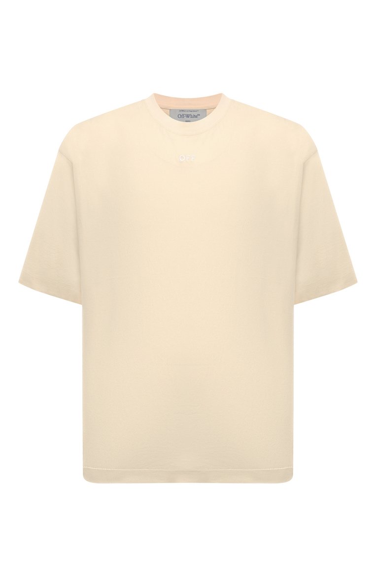 Мужская бежевая хлопковая футболка OFF-WHITE купить в интернет-магазине ...