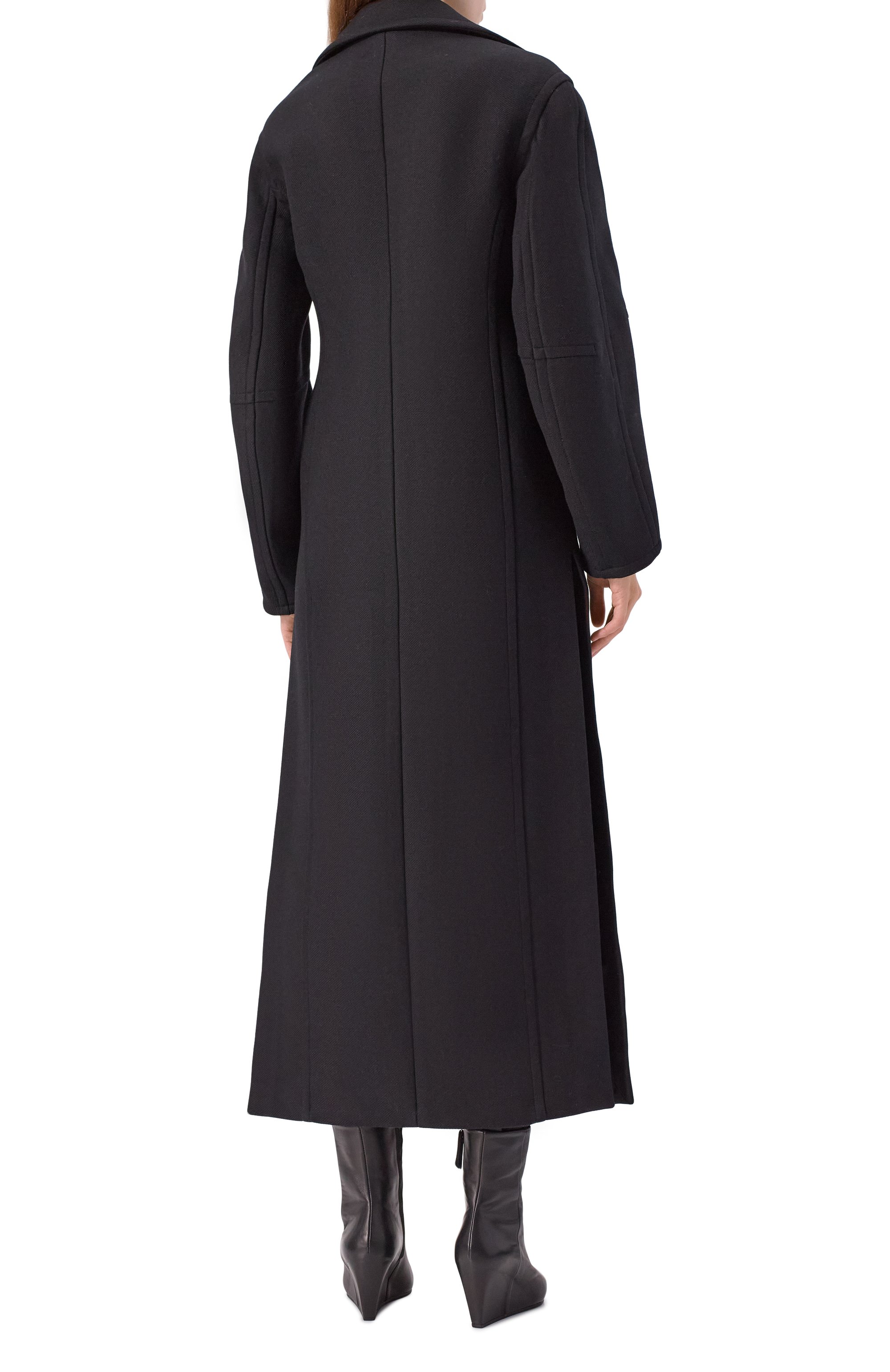 Шерстяное пальто с отделкой из овчины BLUMARINE черного цвета по цене 112000 руб., арт. 2S099W_SET, фото 4 Шерстяное пальто с отделкой из овчины BLUMARINE, арт. 2S099W_SET, фото 4