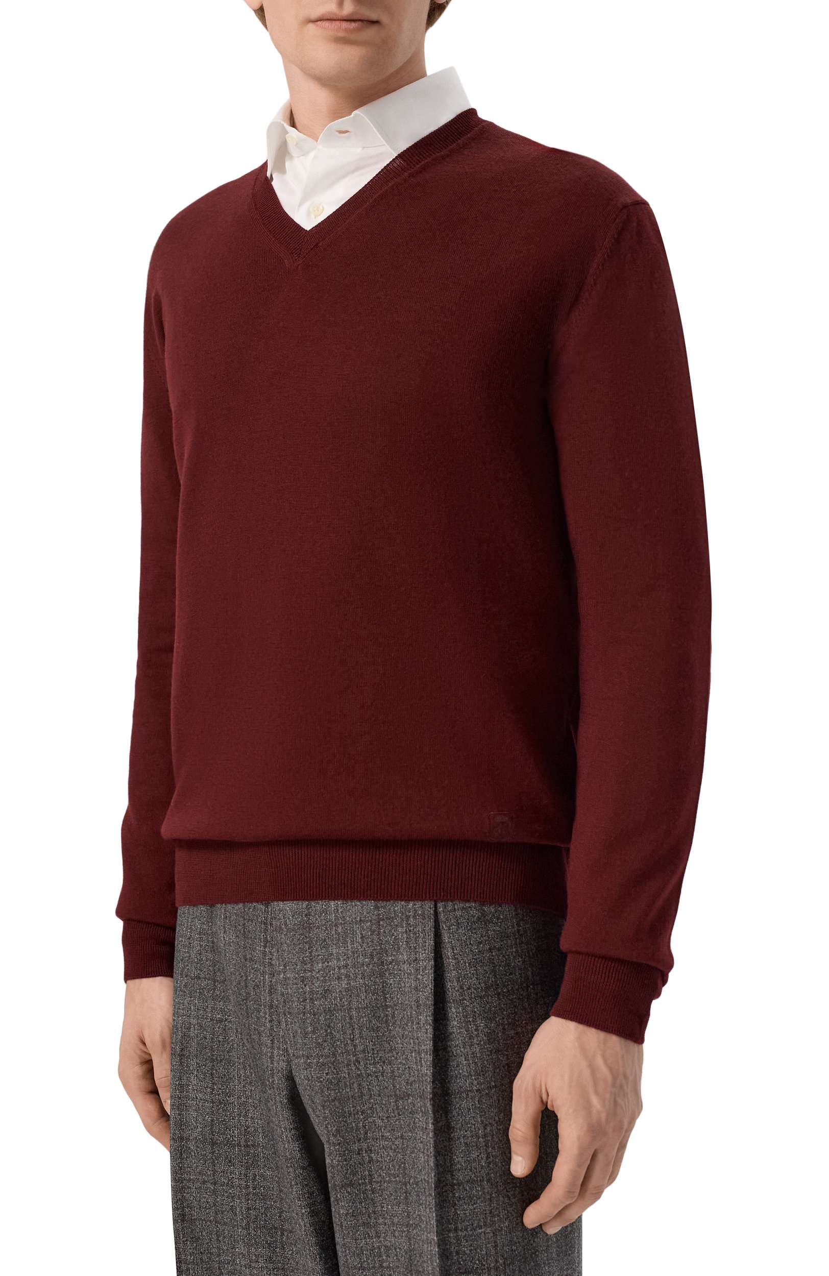 Шерстяной пуловер CORNELIANI бордового цвета по цене 47250 руб., арт. 28M501/2A25100, фото 3 Шерстяной пуловер CORNELIANI, арт. 28M501/2A25100, фото 3