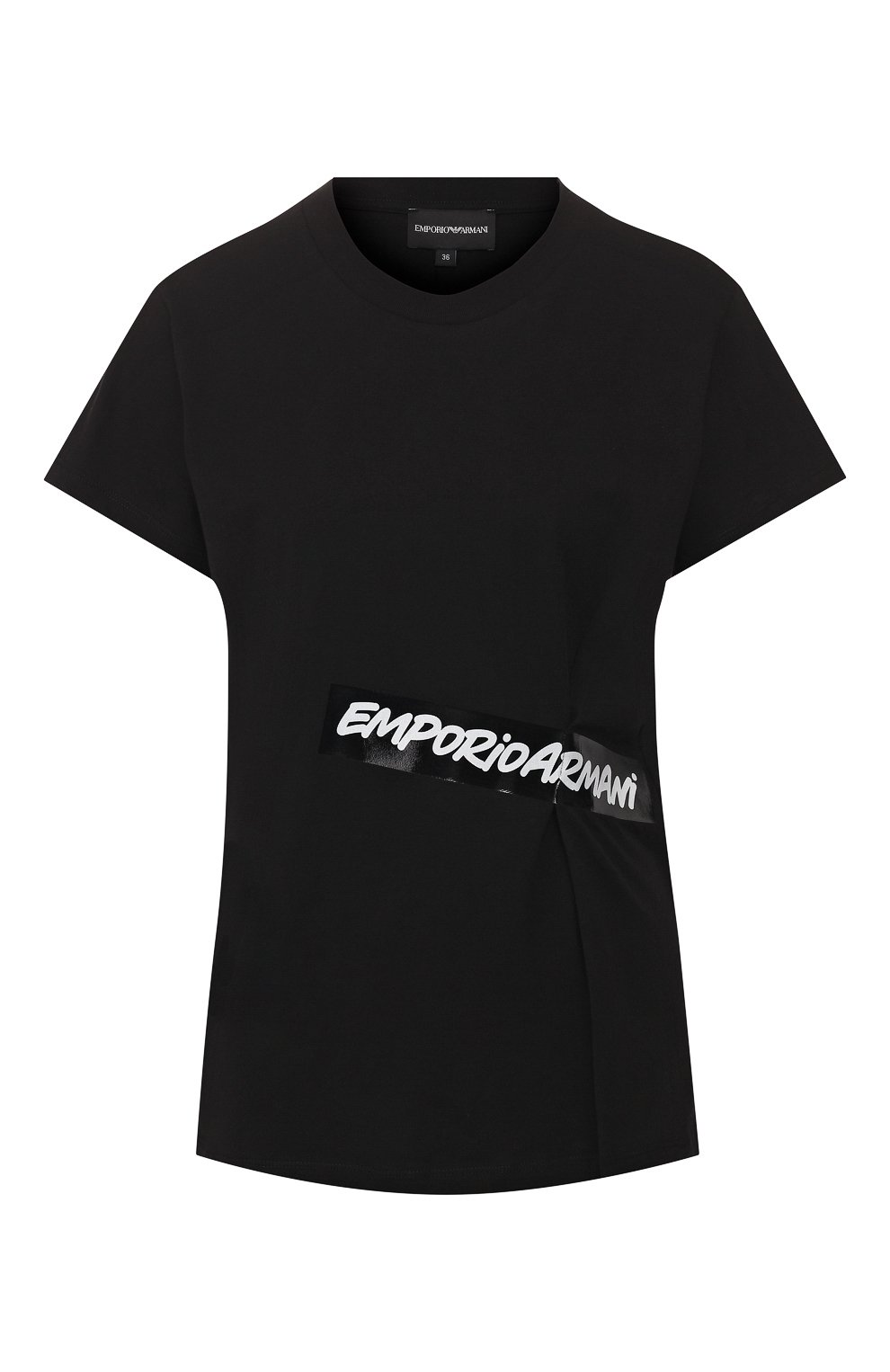 Хлопковая футболка EMPORIO ARMANI черного цвета по цене 14450 руб., арт. 3H2T7L/2J53Z, фото 1 Хлопковая футболка EMPORIO ARMANI, арт. 3H2T7L/2J53Z, фото 1