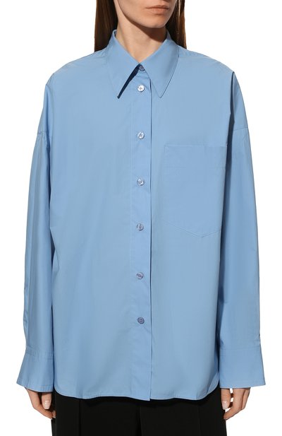 Хлопковая рубашка LOW CLASSIC голубого цвета по цене 34000 руб., арт. L0W22PF_SH09LU, фото 3 Хлопковая рубашка LOW CLASSIC, арт. L0W22PF_SH09LU, фото 3