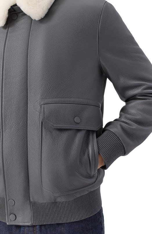 Бомбер с меховым воротником Brioni PLBM0L/P7708 Серый  PLBM0L/P7708 Фото 5
