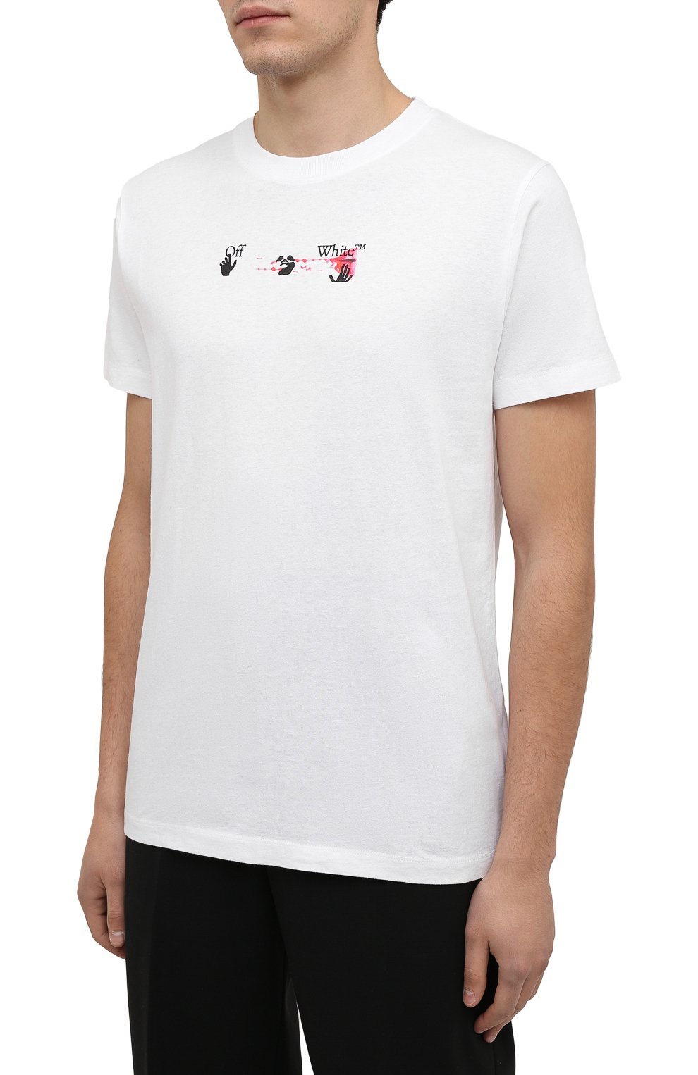 Хлопковая футболка OFF-WHITE белого цвета по цене 34300 руб., арт. 0MAA027F21JER017, фото 3 Хлопковая футболка OFF-WHITE, арт. 0MAA027F21JER017, фото 3