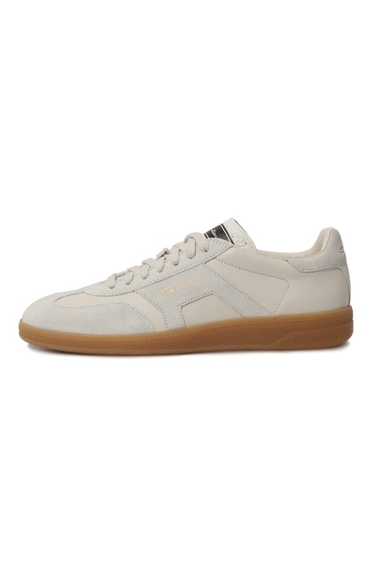 Кожаные кеды Santoni WBPL61244FARSTZ6I50 Кремовый  WBPL61244FARSTZ6I50 Фото 4