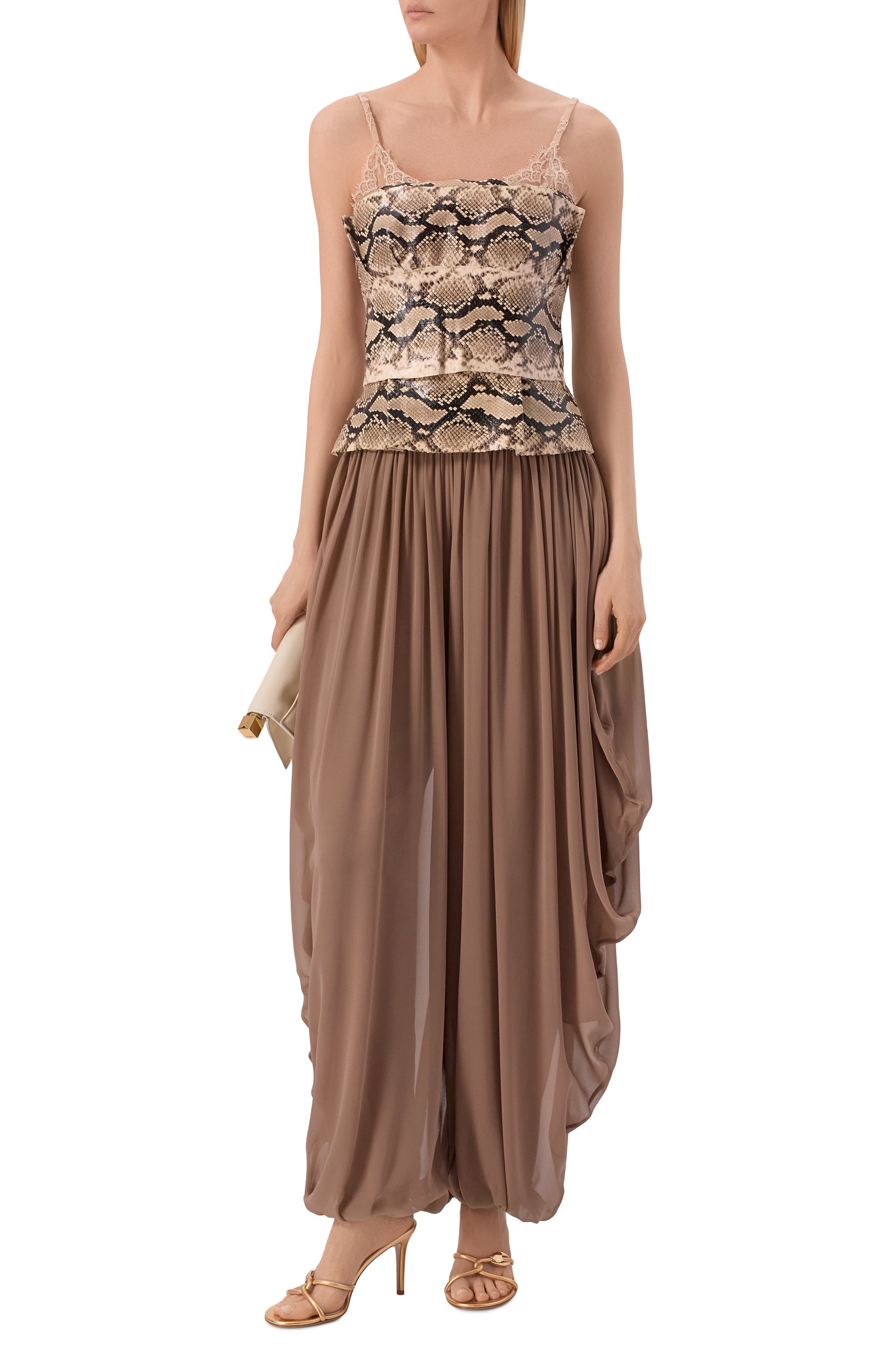 Топ-корсет из кожи и шелка ELIE SAAB, арт. T0320NS26/LLA01, фото 2