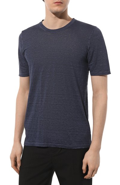 Льняная футболка 120% LINO темно-синего цвета по цене 17550 руб., арт. Y0M7186/000E908/S00, фото 3 Льняная футболка 120% LINO, арт. Y0M7186/000E908/S00, фото 3