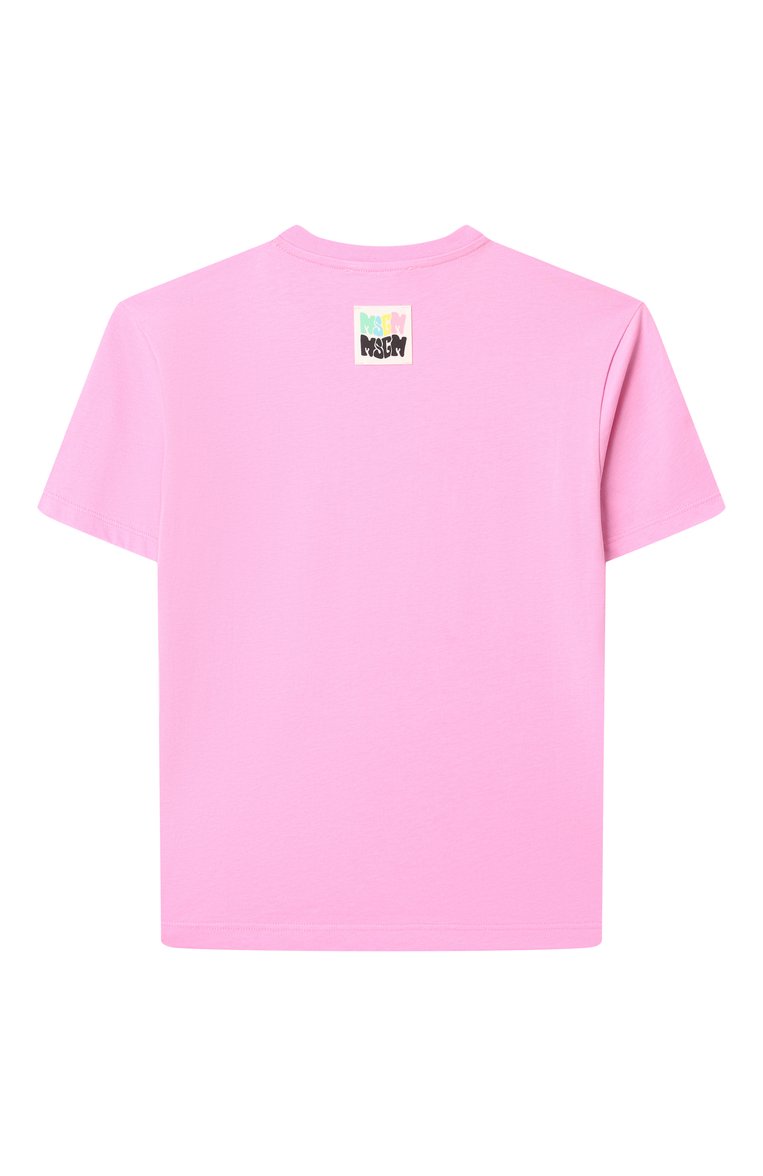 Детская хлопковая футболка MSGM KIDS розового цвета, арт. S5MSJGTH241 | Фото 2 (Материал сплава: Проставлено; Драгоценные камни: Проставлено; Рукава: Короткие; Девочки Кросс-КТ: футболка-одежда, Футболка-спорт; Материал внешний: Хлопок; Ростовка одежда: 6 лет | 116 см, 12 лет | 152 см, 8 лет | 128 см, 10 - 11 лет | 140 - 146см, 16 лет | 164 см)