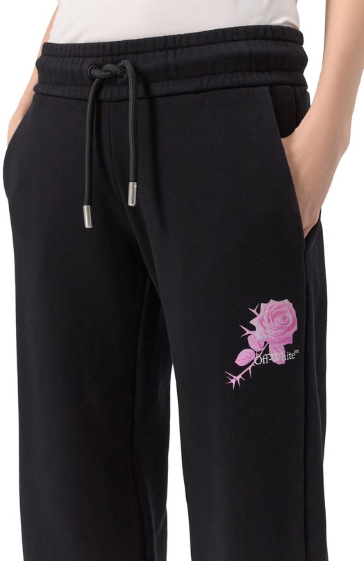 Хлопковые брюки Off-White 0WCH022S25FLE0011001 Чёрный  0WCH022S25FLE0011001 Фото 5