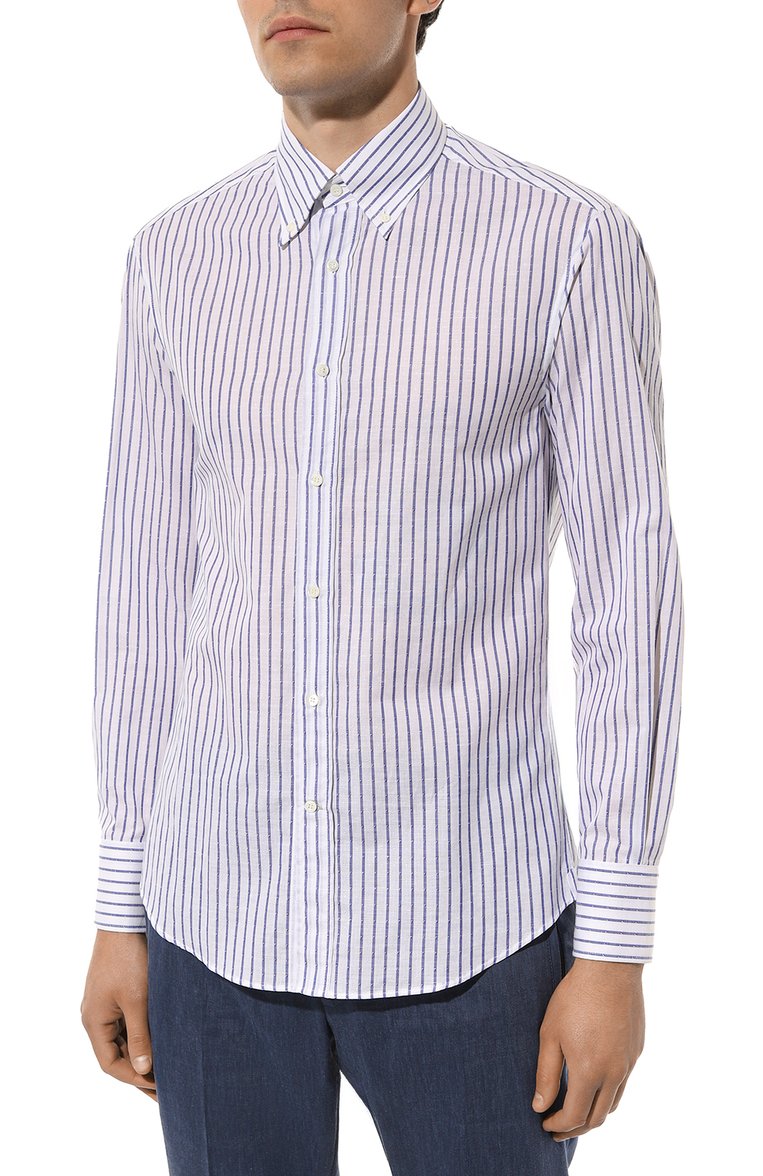 Рубашка из хлопка и льна BRUNELLO CUCINELLI, арт. MM6461716, фото 1