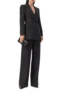 Женский шерстяной жакет DOLCE & GABBANA черного цвета, арт. F29M2T/FR22M | Фото 2 (Рукава: Длинные; Материал внешний: Шерсть; Длина (для топов): Удлиненные; 1-2-бортные: Двубортные; Кросс-КТ: костюм; Женское Кросс-КТ: Жакет-одежда; Стили: Классический; Автоматизация состава: Проставлено; Автоматизация ТО: Проставлено; Размерность: Идёт в размер)