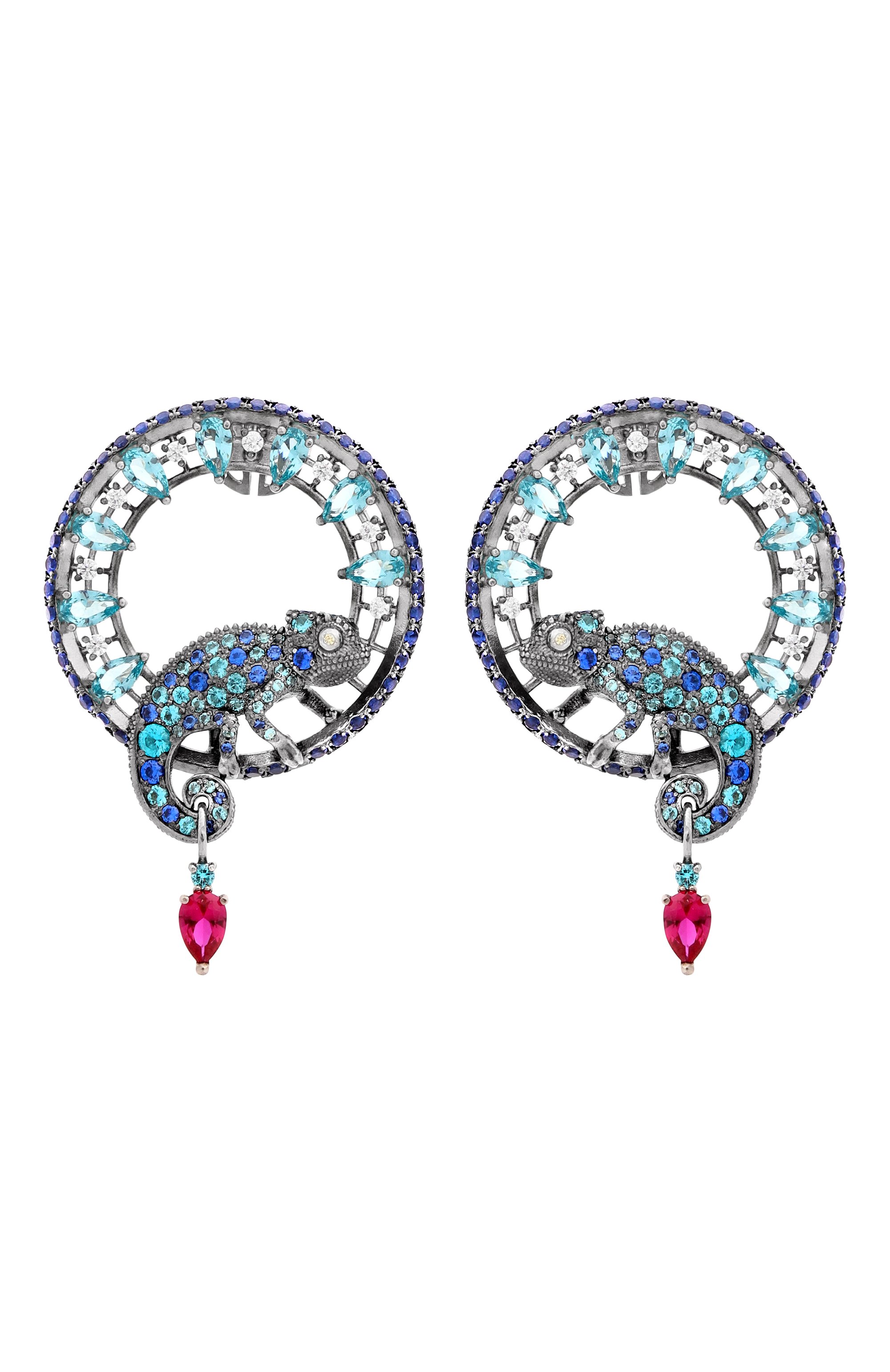 Серьги chameleon QUEENSBEE голубого цвета по цене 121110 руб., арт. 201381, фото 1 Серьги chameleon QUEENSBEE, арт. 201381, фото 1