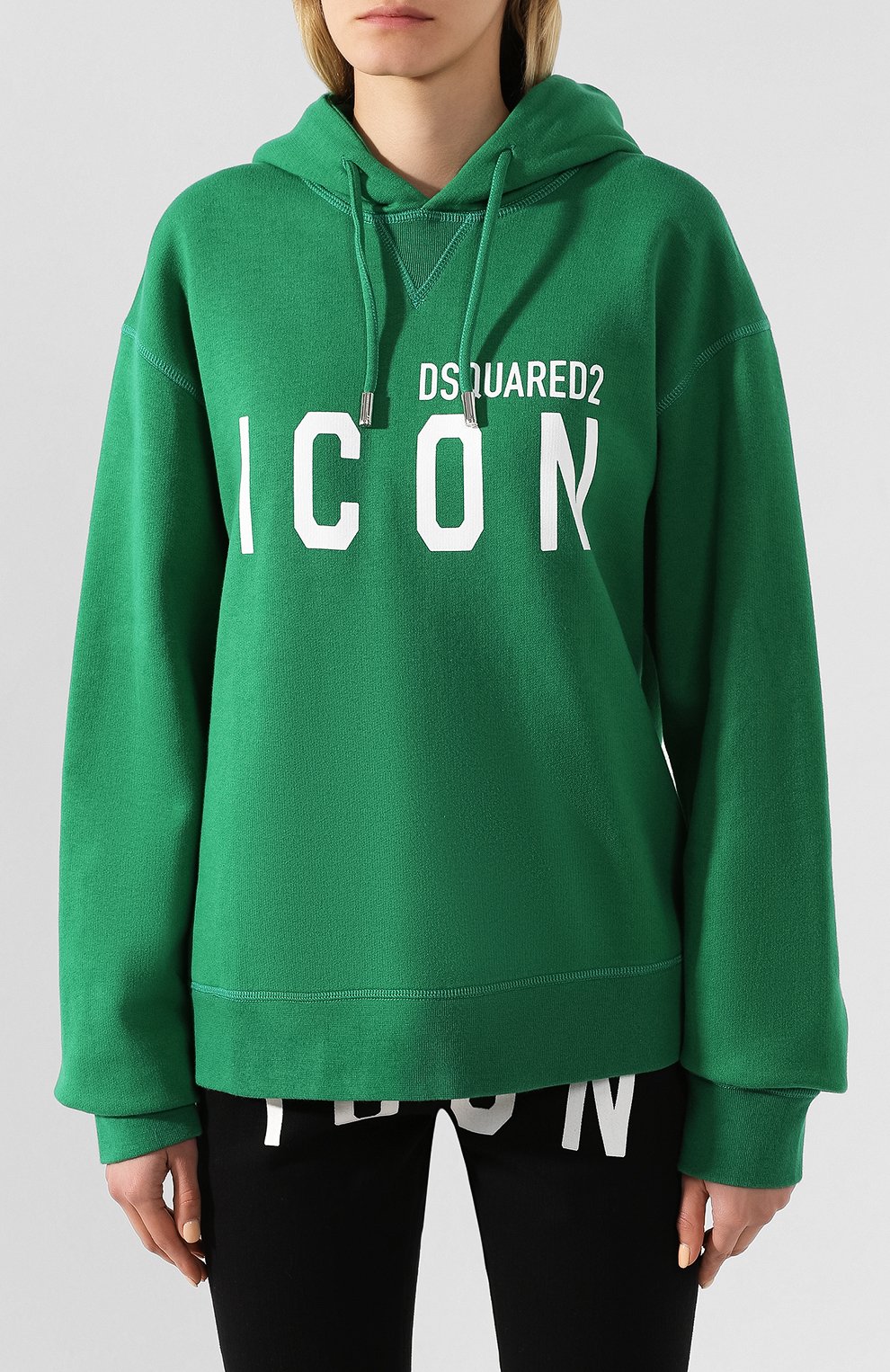 Хлопковое худи DSQUARED2 зеленого цвета по цене 26150 руб., арт. S80GU0002/S25042, фото 3 Хлопковое худи DSQUARED2, арт. S80GU0002/S25042, фото 3