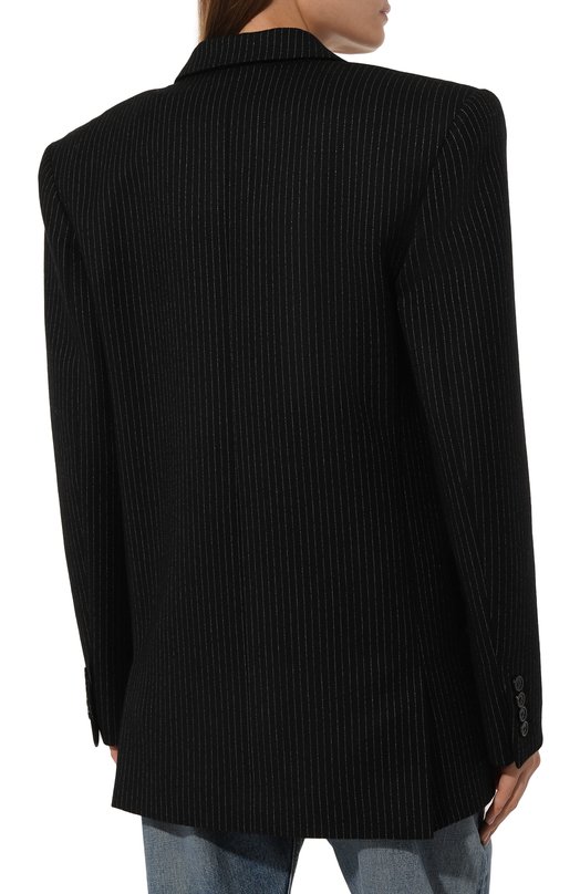 Шерстяной жакет Saint Laurent 762930/Y1A89 Чёрный  762930/Y1A89 Фото 4