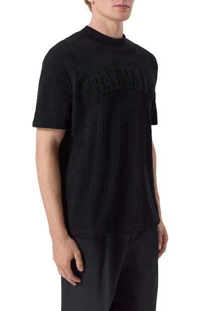 Хлопковая футболка BALMAIN черного цвета по цене 77900 руб., арт. GH1EG200/GF48, фото 3 Хлопковая футболка BALMAIN, арт. GH1EG200/GF48, фото 3