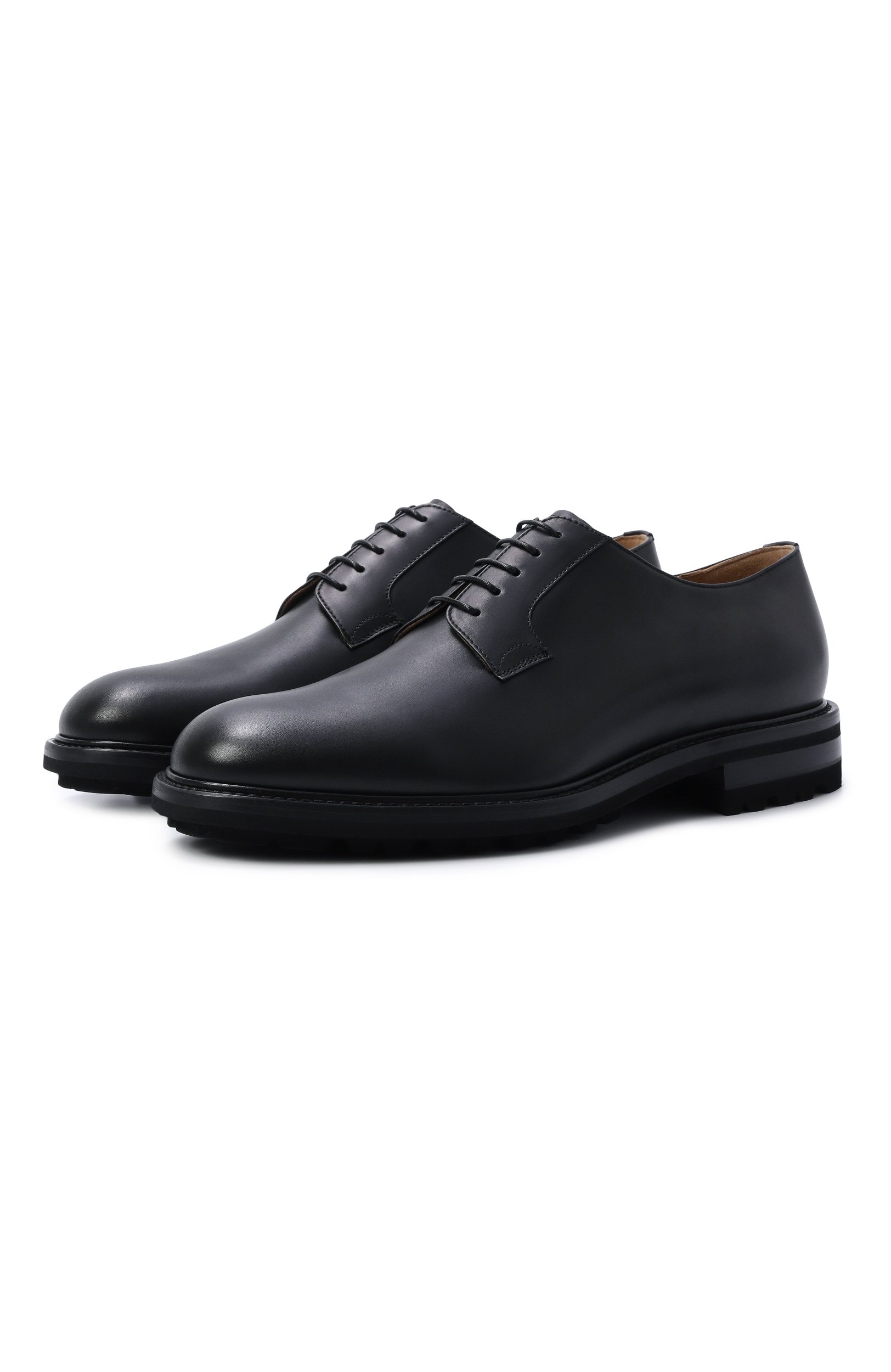 Кожаные дерби KITON черного цвета по цене 138500 руб., арт. USSA504N01493, фото 1 Кожаные дерби KITON, арт. USSA504N01493, фото 1