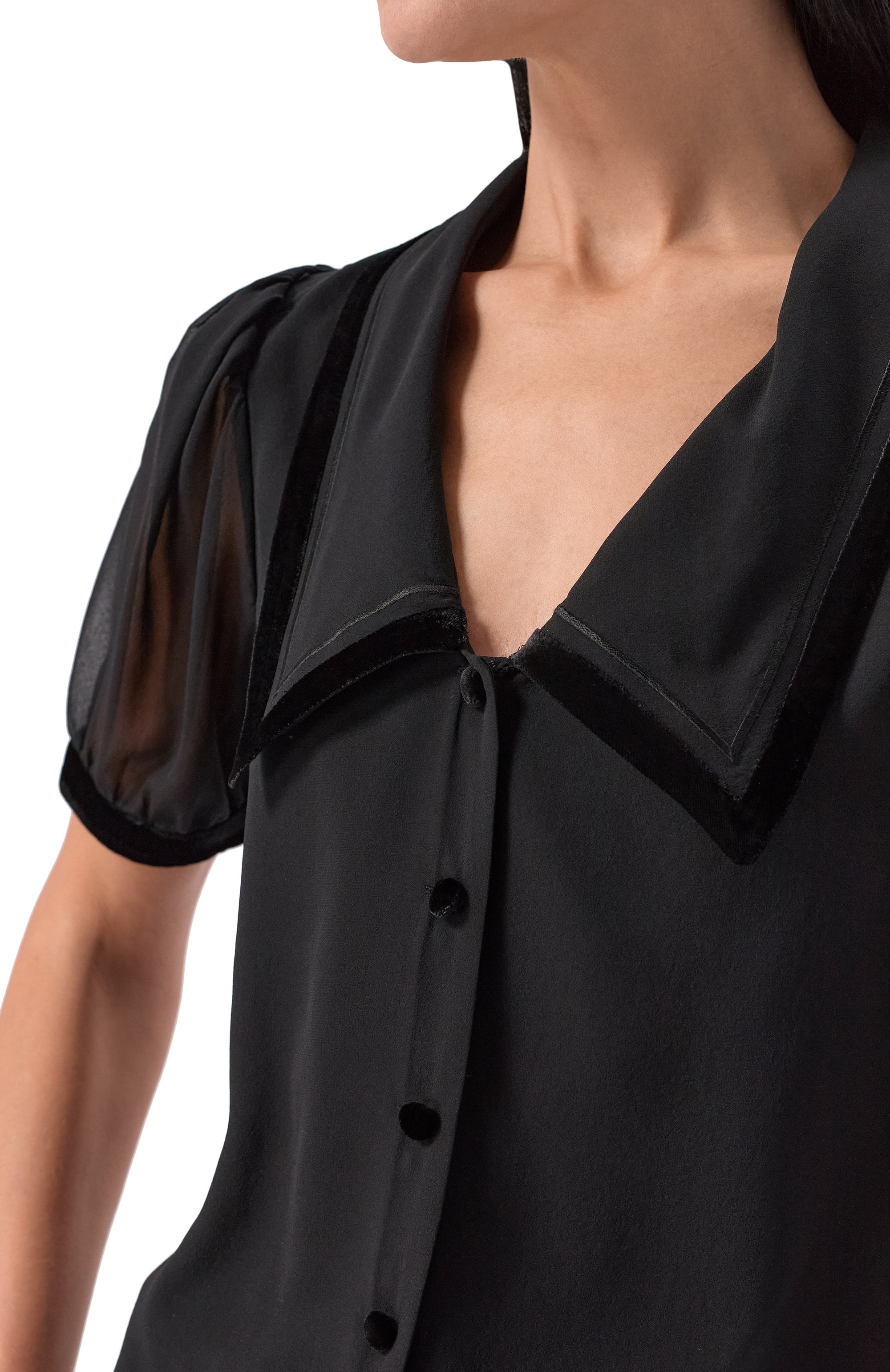 Шелковая блузка FRAME DENIM, арт. WP26WBL002/THE VELVET TRIM SAIL0R BL0USE, фото 5