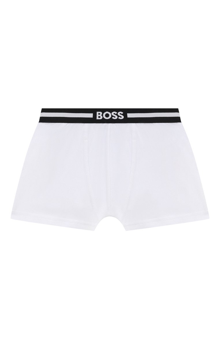 Детские комплект из двух боксеров BOSS черного цвета, арт. J20418/6A-12A | Фото 2 (Рукава: Короткие; Ростовка одежда: 9 лет | 134 см, 12 лет | 152 см, 5 лет | 110 см, 7 лет | 122 см)