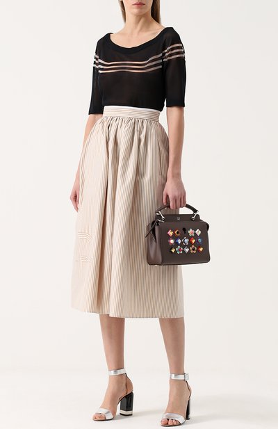 Полупрозрачный топ прямого кроя с круглым вырезом FENDI, арт. FZZ906/SYM, фото 2