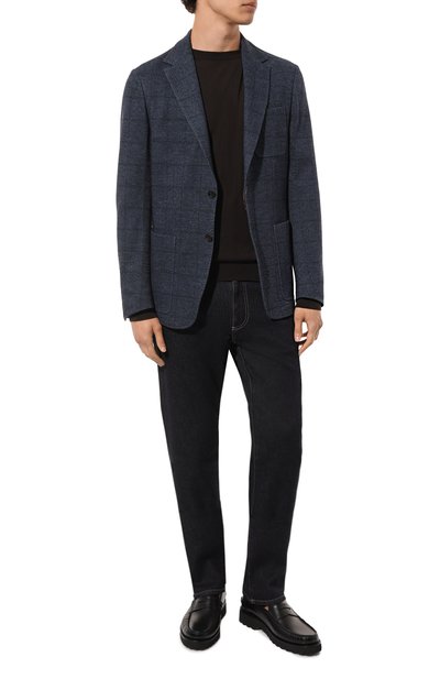 Пиджак из шерсти и хлопка CANALI темно-синего цвета по цене 117500 руб., арт. J0147/JJ02554, фото 2 Пиджак из шерсти и хлопка CANALI, арт. J0147/JJ02554, фото 2