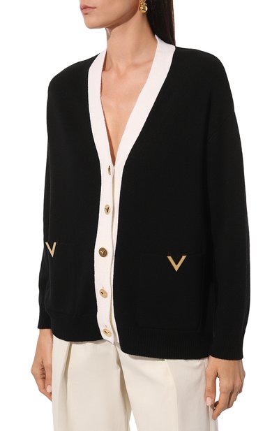 Шерстяной кардиган VALENTINO черно-белого цвета по цене 264000 руб., арт. 4B3KA06S/8DB, фото 3 Шерстяной кардиган VALENTINO, арт. 4B3KA06S/8DB, фото 3