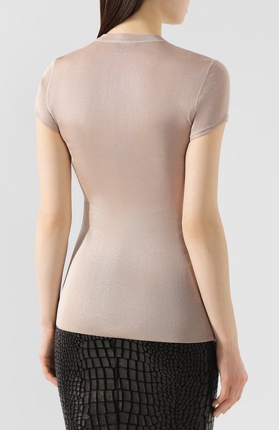 Футболка из вискозы TOM FORD бежевого цвета по цене 109500 руб., арт. MAK854-YAX207, фото 4 Футболка из вискозы TOM FORD, арт. MAK854-YAX207, фото 4
