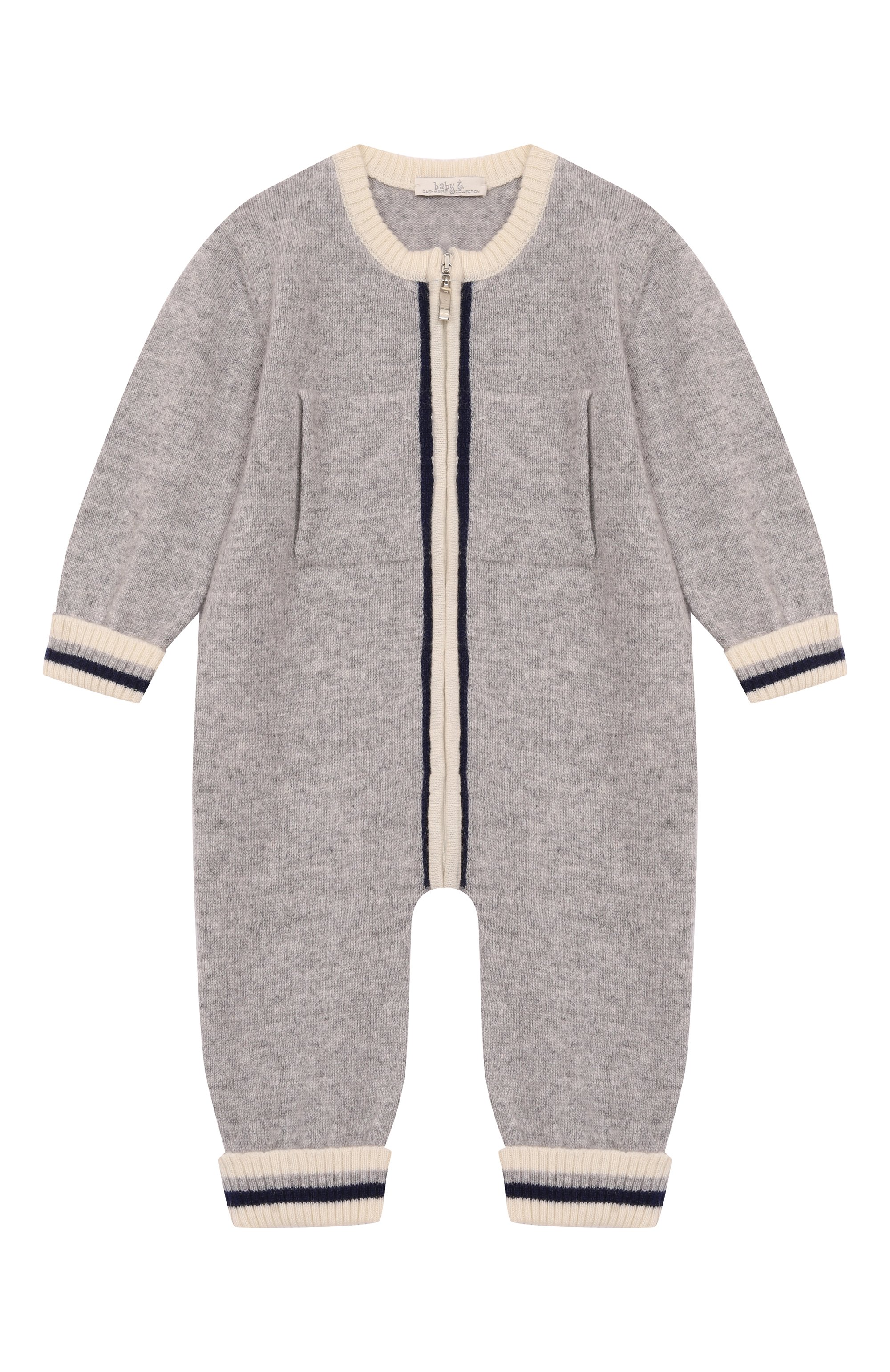Кашемировый комбинезон BABY T серого цвета по цене 24500 руб., арт. 25AIC821TZ/1M-12M, фото 1 Кашемировый комбинезон BABY T, арт. 25AIC821TZ/1M-12M, фото 1