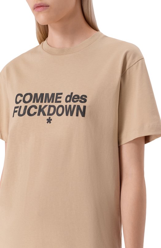 Хлопковая футболка Comme des Fuckdown CFABW01356 Бежевый  CFABW01356 Фото 5