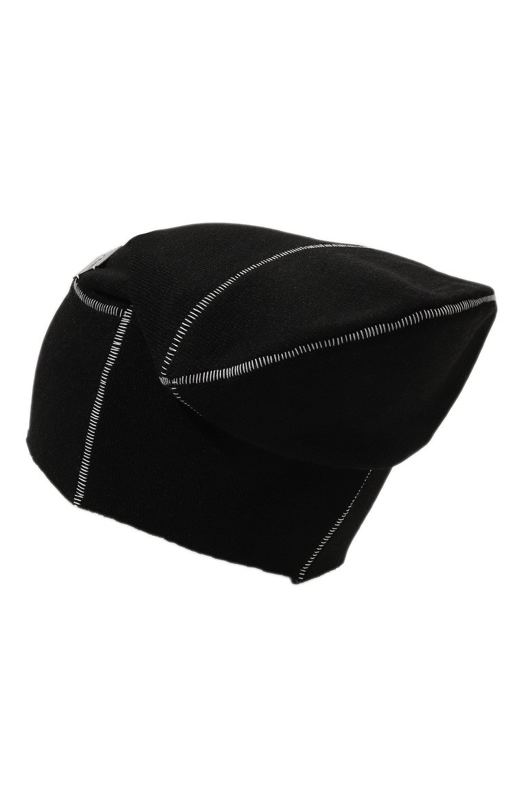 Мужская шапка WHO/AM черного цвета, арт. WU6-23/24 | Фото 2 (Материал: Текстиль, Синтетический материал; Кросс-КТ: Трикотаж; Материал сплава: Проставлено; Нос: Не проставлено)