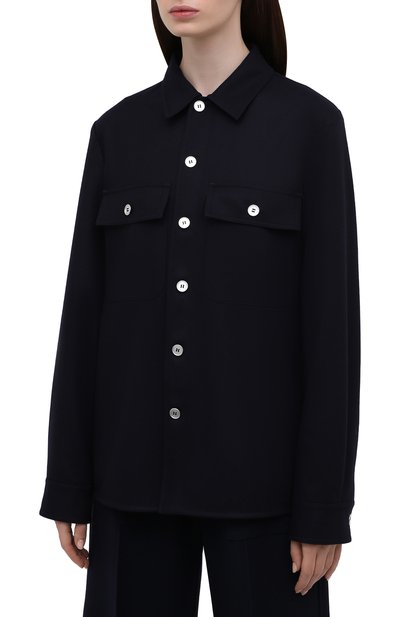 Шерстяная рубашка JIL SANDER темно-синего цвета по цене 96200 руб., арт. JPPT600105-WT212500, фото 3 Шерстяная рубашка JIL SANDER, арт. JPPT600105-WT212500, фото 3