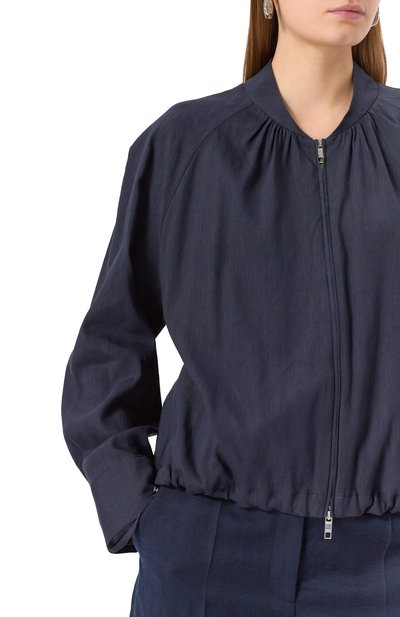 Бомбер изо льна и вискозы BOSS темно-синего цвета по цене 45450 руб., арт. 50537957, фото 5 Бомбер изо льна и вискозы BOSS, арт. 50537957, фото 5