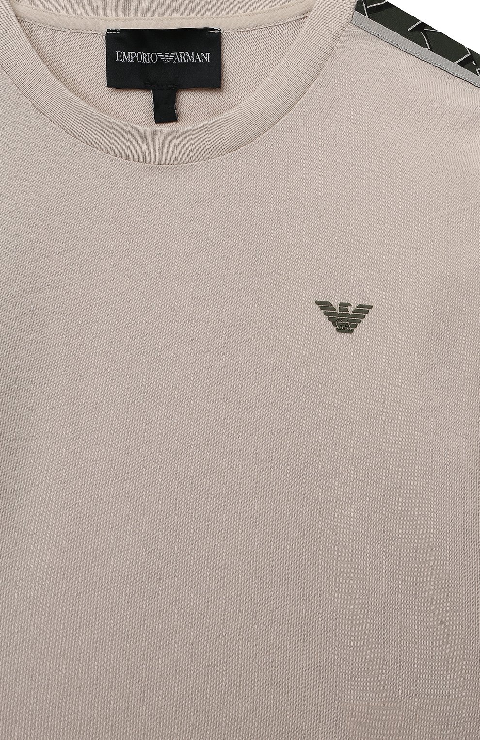 Хлопковая футболка EMPORIO ARMANI бежевого цвета по цене 11850 руб., арт. 6L4TJH/4J54Z, фото 3 Хлопковая футболка EMPORIO ARMANI, арт. 6L4TJH/4J54Z, фото 3