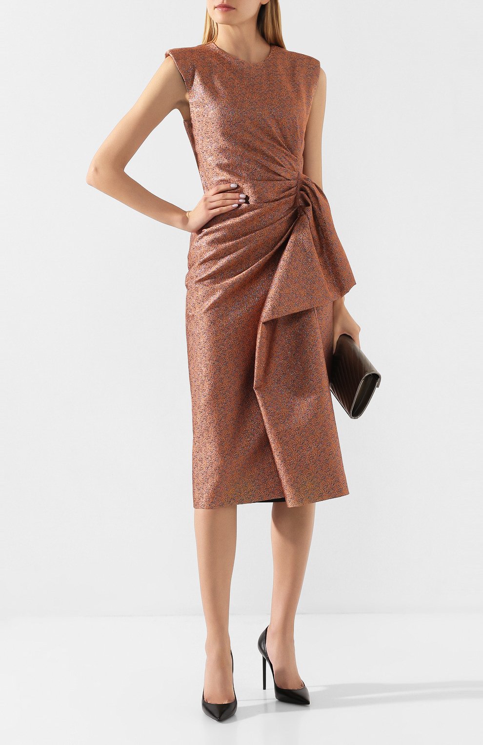 Платье с оборкой DRIES VAN NOTEN золотого цвета по цене 129500 руб., арт. 192-11097-8141, фото 2 Платье с оборкой DRIES VAN NOTEN, арт. 192-11097-8141, фото 2