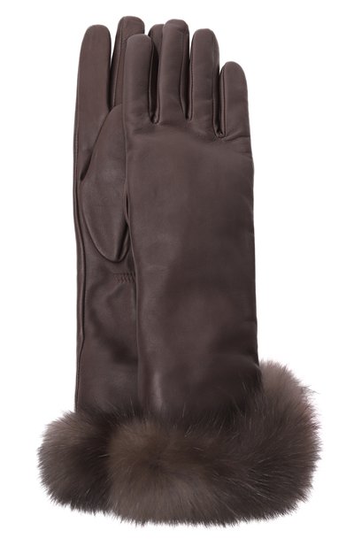 Женские кожаные перчатки с отделкой из меха соболя BLACK SABLE, арт. BS-ACSGL-EB