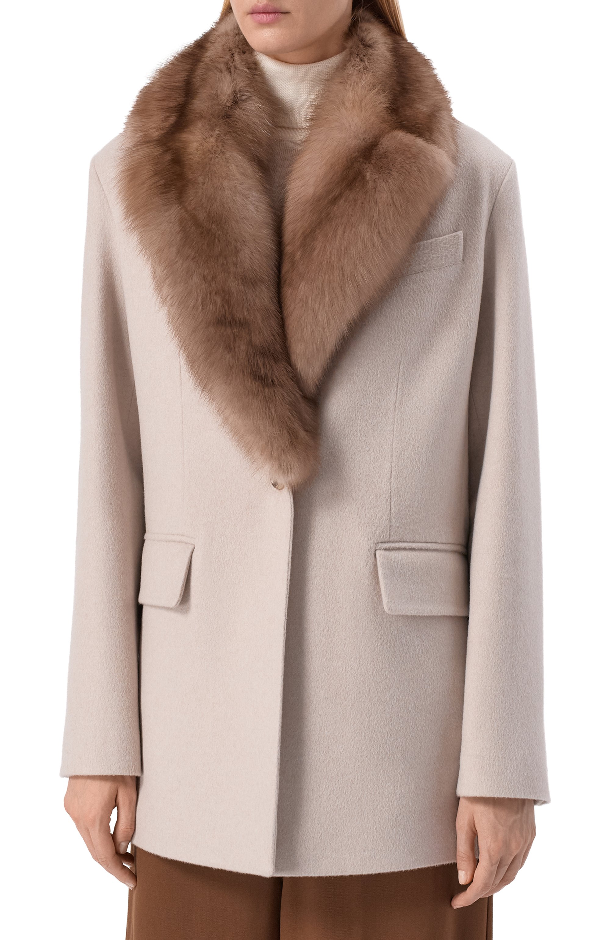 Кашемировое полупальто с отделкой из соболя MVST, арт. M25.1MW.C004/LC1588, фото 3