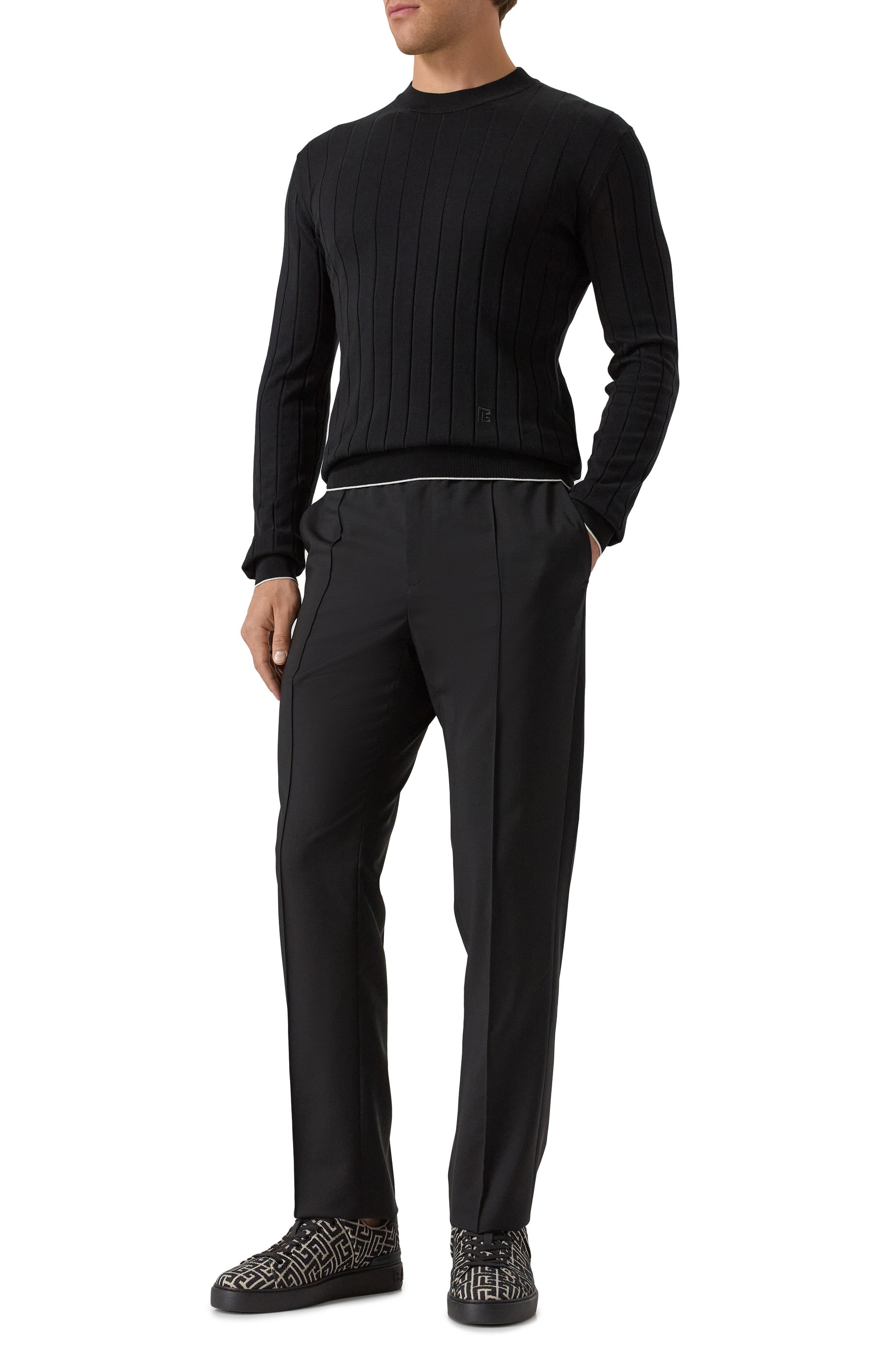 Джемпер из шелка и хлопка BALMAIN черного цвета по цене 98850 руб., арт. FH1KD000/KI73, фото 2 Джемпер из шелка и хлопка BALMAIN, арт. FH1KD000/KI73, фото 2