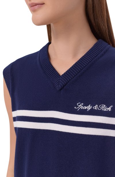 Хлопковый жилет SPORTY AND RICH синего цвета по цене 20750 руб., арт. WS09975326BL107, фото 5 Хлопковый жилет SPORTY AND RICH, арт. WS09975326BL107, фото 5
