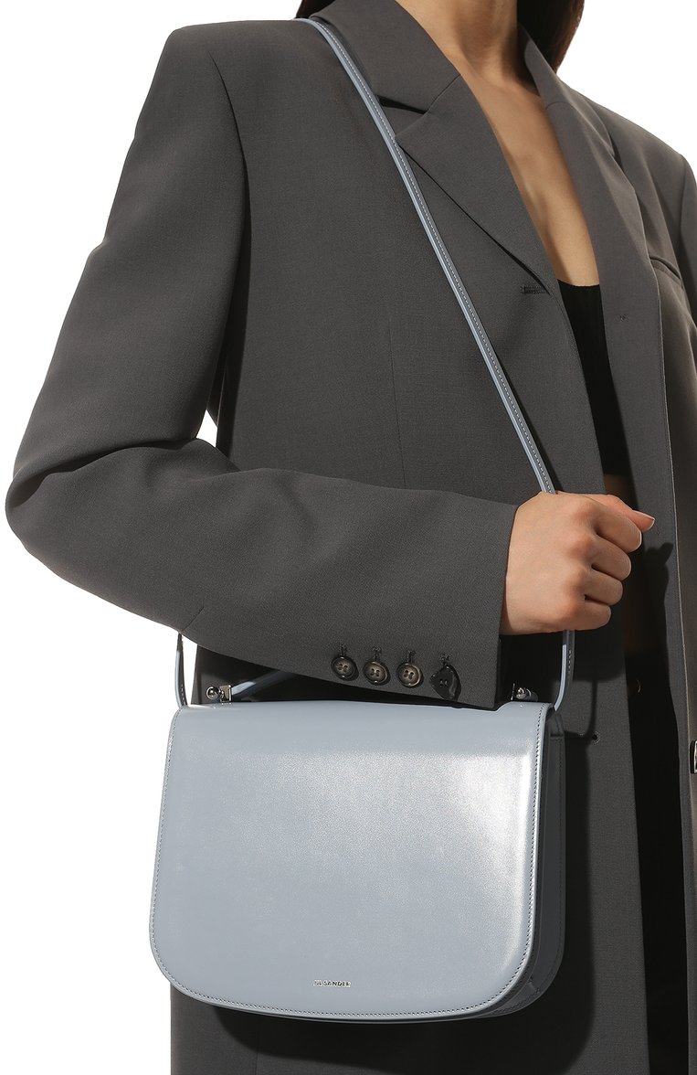 Женская сумка taos JIL SANDER голубого цвета, арт. JSPU853526-WUB00083N | Фото 6 (Размер: small; Ремень/цепочка: На ремешке; Материал: Натуральная кожа; Сумки-технические: Сумки top-handle)
