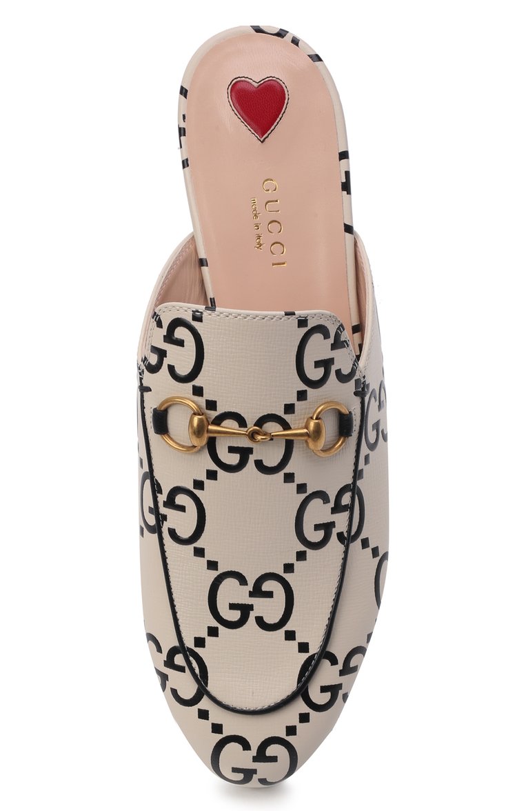 Женские кожаные сабо princetown GUCCI кремового цвета, арт. 557730/UGM30 | Фото 6 (Материал внутренний: Натуральная кожа; Каблук высота: Без каблука; Каблук тип: Устойчивый; Подошва: Плоская; Нос: Не проставлено; Региональные ограничения белый список (Axapta Mercury): Не проставлено; Материал внешний: Натуральная кожа)