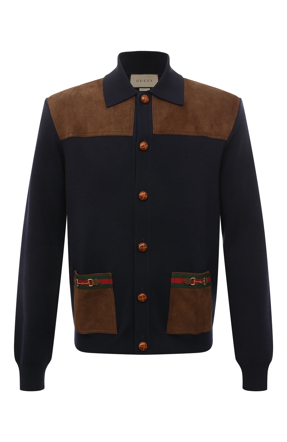 Шерстяной кардиган GUCCI синего цвета по цене 273600 руб., арт. 673950 XKB3P, фото 1 Шерстяной кардиган GUCCI, арт. 673950 XKB3P, фото 1