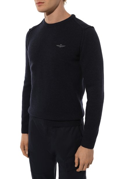 Шерстяной джемпер AERONAUTICA MILITARE темно-синего цвета по цене 14100 руб., арт. MA1518L417, фото 3 Шерстяной джемпер AERONAUTICA MILITARE, арт. MA1518L417, фото 3