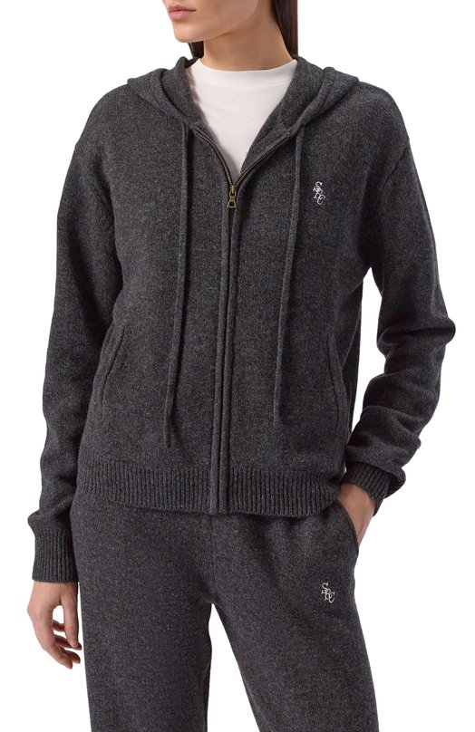 Толстовка из кашемира и шерсти Sporty and Rich CA00264302GY11 Серый  CA00264302GY11 Фото 3