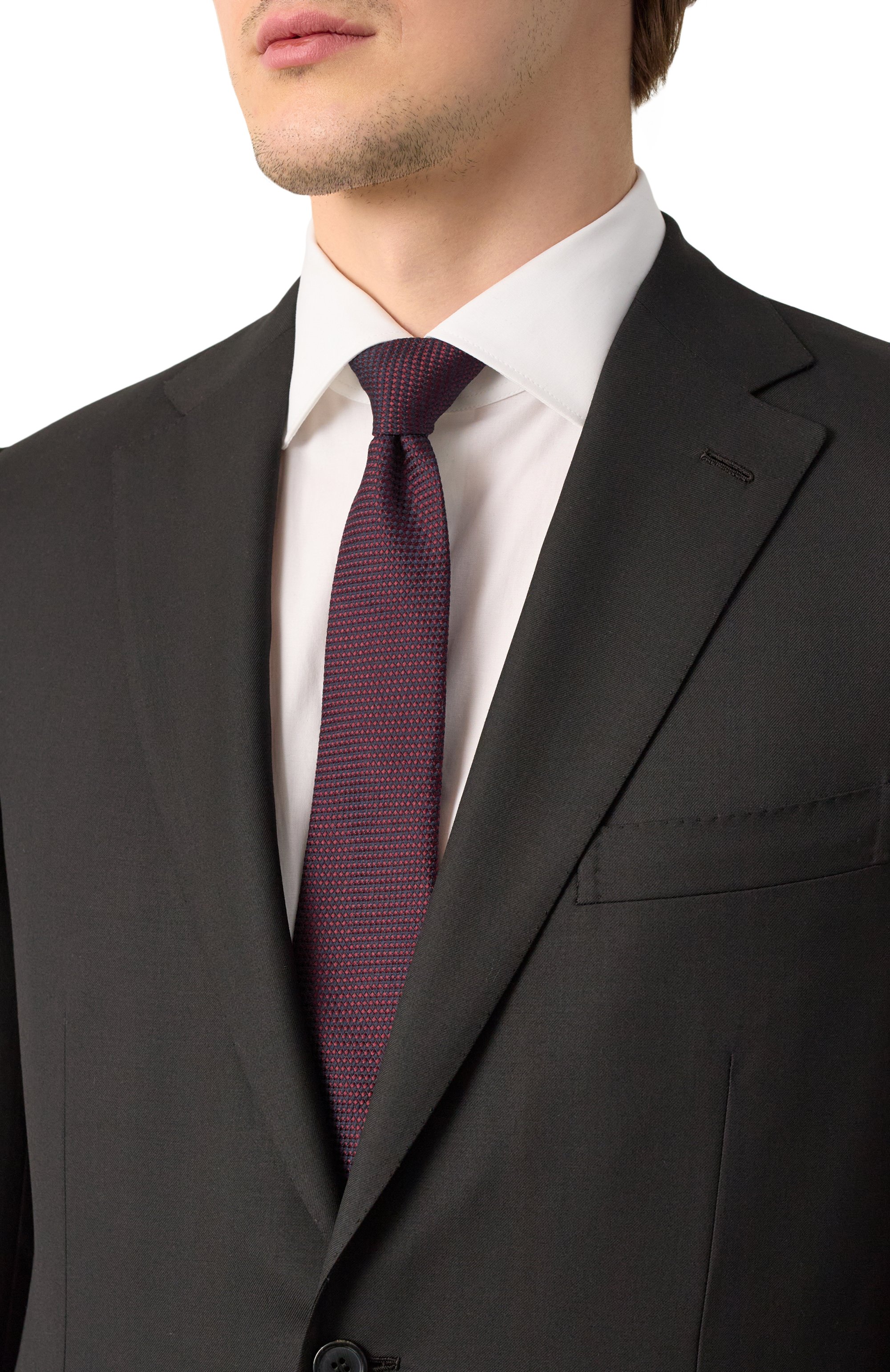 Галстук из шелка и хлопка CANALI бордового цвета по цене 18500 руб., арт. 18/HJ04180, фото 2 Галстук из шелка и хлопка CANALI, арт. 18/HJ04180, фото 2