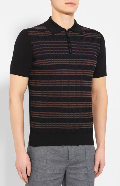 Хлопковое поло BRIONI темно-синего цвета по цене 81850 руб., арт. UMS20L/P9K22, фото 3 Хлопковое поло BRIONI, арт. UMS20L/P9K22, фото 3