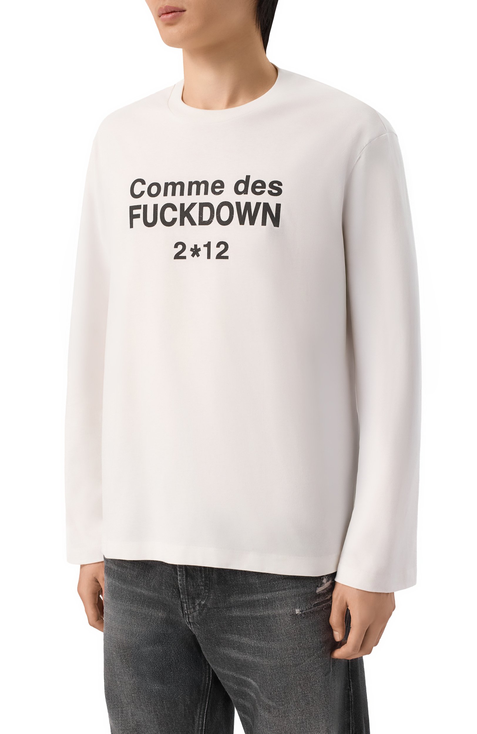Хлопковый лонгслив COMME DES FUCKDOWN белого цвета по цене 6995 руб., арт. CFABU00021, фото 3 Хлопковый лонгслив COMME DES FUCKDOWN, арт. CFABU00021, фото 3