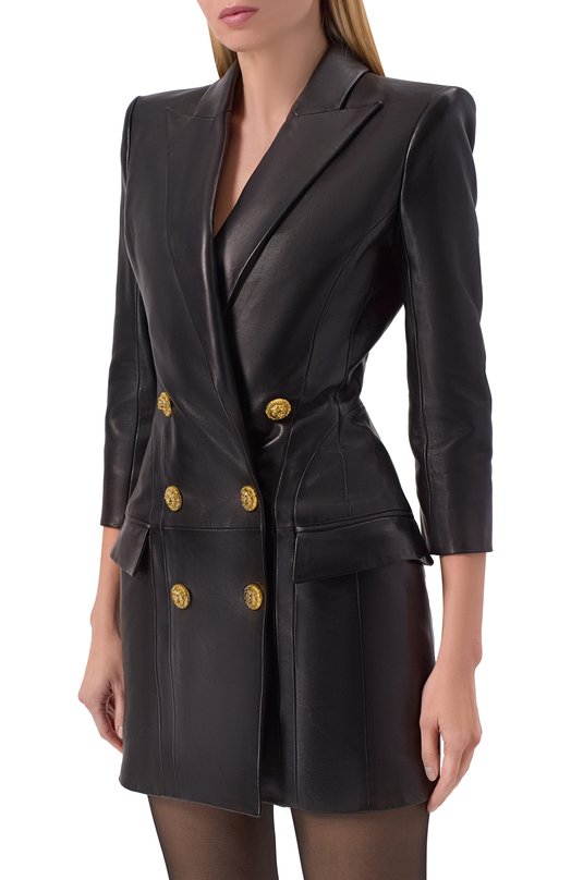 Кожаное платье Balmain FF0R9391/LD63 Чёрный  FF0R9391/LD63 Фото 3